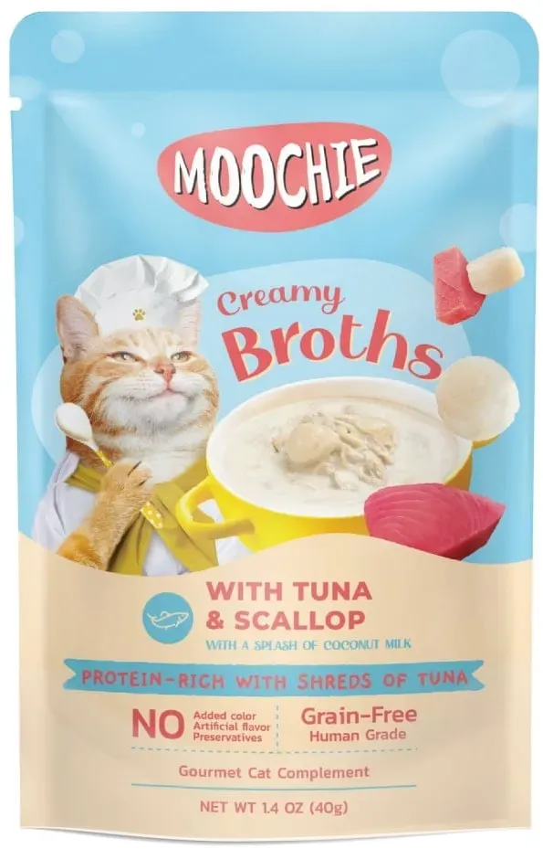 MOOCHIE Cremige Brühen mit Thunfisch und Jakobsmuscheln Getreidefrei 40g