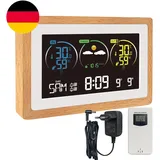 KETOTEK Funk Wetterstation Mit Außensensor, Innen Außen Thermometer Hygrometer,