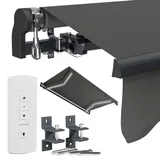 STEELSØN Kestria elektrische Gelenkarmmarkise 250x200 cm – Sonnenmarkise mit LED-Beleuchtung – Balkonmarkise Anthrazit mit Fernbedienung – Sonnenschutz mit Wandhalterung – Terrassenmarkise wetterfest