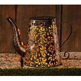 Spetebo LED Solar Leuchte Metall Gießkanne - 19 x 14 cm - Vintage Deko Garten Lampe in Rost Optik