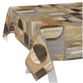 ANRO Wachstuchtischdecke abwaschbar 180 x 140 cm Braun