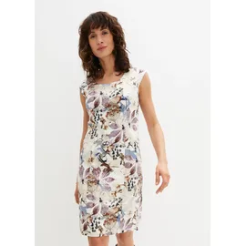 bonprix Etuikleid für eleganten Anlass, aus Baumwollsatin, Polyester und Elasthan beige M (42)