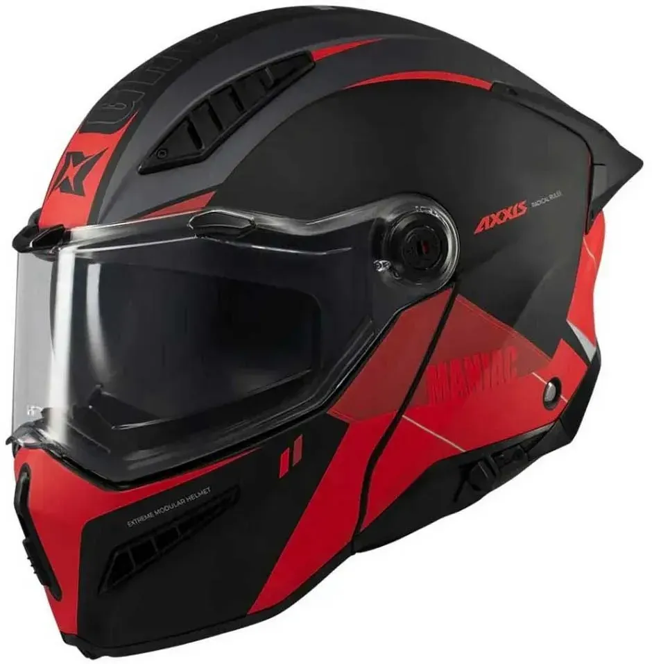 Axxis Ghostfighter Sv Maniac Modularhelm - Negro/Rojo Mate - XS