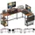 Homcom Schreibtisch 168 x 120 cm Eckschreibtisch mit Ablagefächern, Aufbewahrungstasche Umkehrbar Computertisch mit Monitorständer