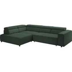 Ecksofa EXXPO - SOFA FASHION "VITTORIO", grün, B:308cm H:73cm T:203cm, Sofas, inkl. Kopfteil- und Sitztiefenverstellung, wahlweise mit Bettfunktion
