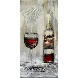 Wandbild 30 x 60 cm Red wine Holz Bunt