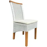 Esszimmer Stühle Set Rattanstühle Perth 4 Stück weiß Korbstühle mit Sitzkissen