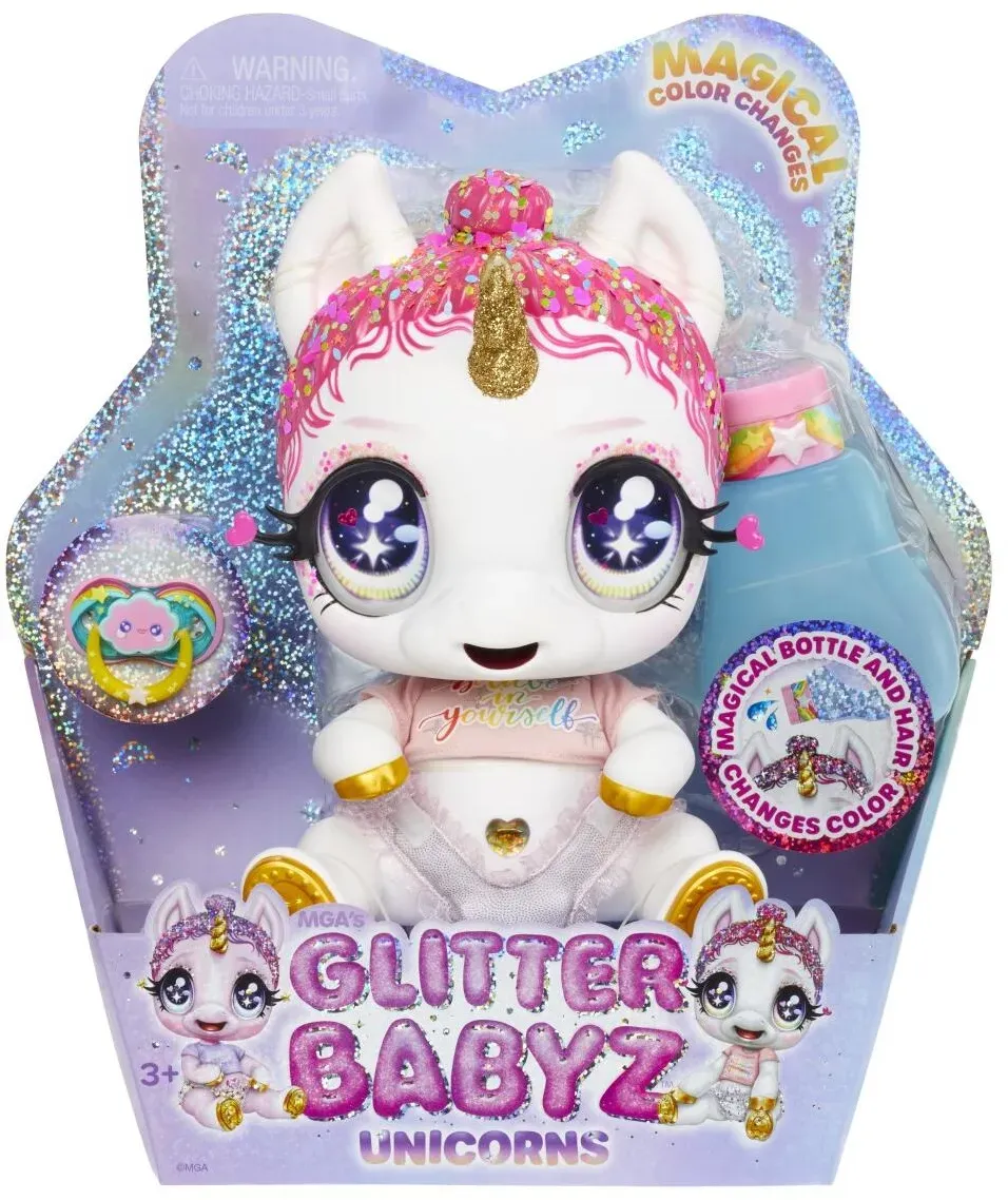 Glitter Babyz Unicorn Doll- White Rainbow (Lunita Sky) - 580195EUC