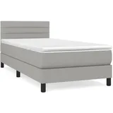 vidaXL Boxspringbett mit Matratze Hellgrau 100 x 200 cm Stoff