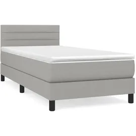 vidaXL Boxspringbett mit Matratze Hellgrau 100 x 200 cm Stoff