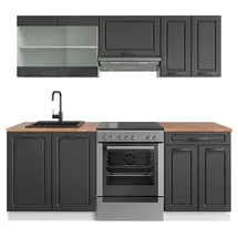Vicco Küchenzeile R-Line 200 cm Anthrazit Landhaus/Weiß