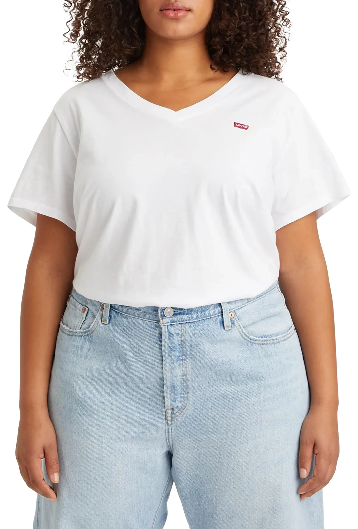 Levi's Damen Plus Size V-Neck Tee T-Shirt, Bright White, 4XL