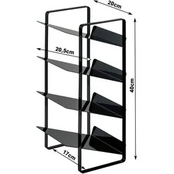 Yamazaki Flaschenregal Küchenregal schwarz mit 4 schrägen Ablagen Metall 20x40x20cm 