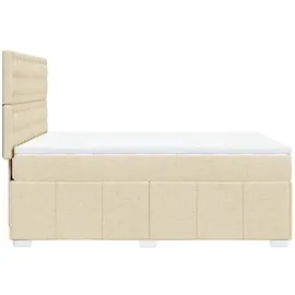 vidaXL Boxspringbett mit Matratze Creme 160x200 cm Stoff - Creme
