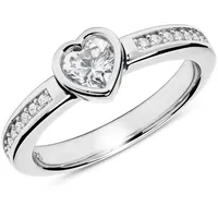 JEWLIX Verlobungsring 925er Silber mit Zirkonia Herz und weiteren Zirkoniasteinen 54