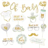 Aurasky Babyparty Deko, Babyparty Foto Requisiten Oh Baby Girlande Decoration, Babyshowerparty Fotobox Accessoires Party Zubehör für Baby Shower Babydusche Gender Reveal Party