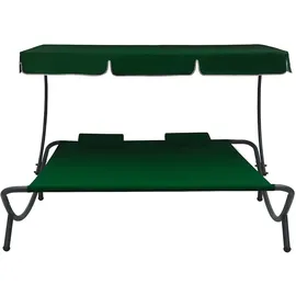 vidaXL Garten-Sonnenliege mit Sonnendach 200 x 173 x 135 cm grün inkl. Kissen