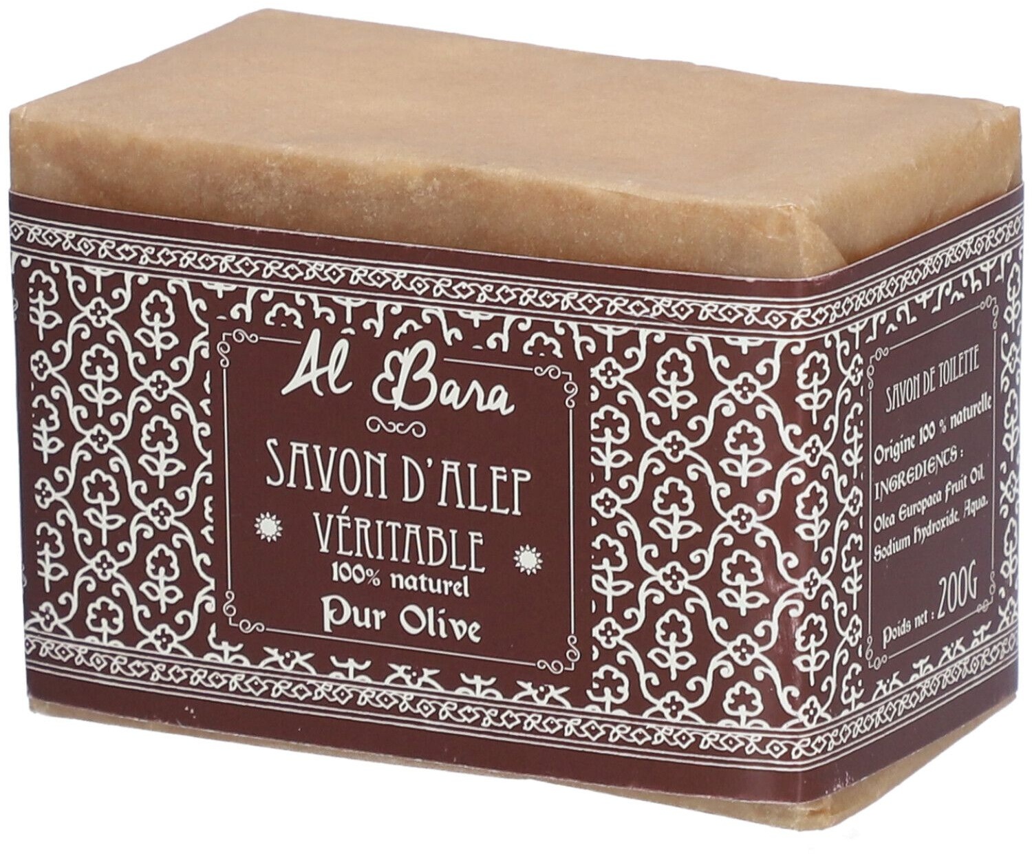 AL BARA Savon d'Alep Véritable Pur Olive 200 g savon