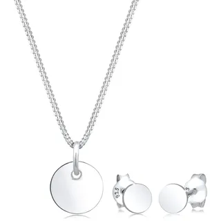 Elli Basic Set Kreis Halskette Ohrstecker 925 Silber silberfarben Damen