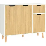 vidaXL Sideboard Weiß und Sonoma-Eiche 90x30x72 cm Holzwerkstoff