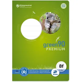 Staufen Green Schulheft Premio, 040780008, Recycling, A5, 16 Blatt, 90 g/qm, rautiert mit Rand),