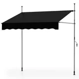 RELAX4LIFE Klemmmarkise, Markise Balkon ohne Bohren, mit Handkurbel, Balkonmarkise UV-beständig, höhenverstellbar, wasserabweisend, Sonnenschutz, für Balkon, Terrasse, Garten (Schwarz,200x180cm)