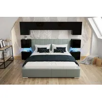 ROYAL24_MARKT Schlafzimmer-Set - Bett mit Panama Schränken, (Komplett Set, 8-St., Premium - Panama 13), Unverwechselbar, das Ihren guten Geschmack widerspiegelt. schwarz