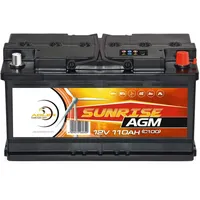 Solarbatterie AGM 12V 110Ah SUNRISE Versorgungsbatterie Wohnmobil Batterie 100Ah