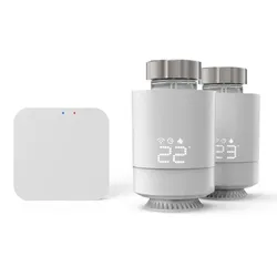 HAMA Smart-Home Starter-Set "WLAN Heizungssteuerung, Set 2x smart Heizungsthermostat", weiß, B:10,5cm H:10,5cm T:19,5cm, Smart-Home-Stationen, (Heizkörperthermostat), Hub + Adapter