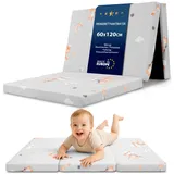 Klappmatratze Faltbare Reisebett Baby Matratze 60x120 cm - Faltmatratze für Kinder Gästematratze klappbar Babymatratze Bodenmatratze Schlafmatratze und Reisematratze 60 x 120 cm Kaninchen