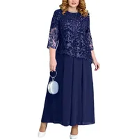 dalamirra Damen Plus Größe Spitze Kleid Abend Cocktail Kleid 3/4 Ärmel lose Knie-Länge Retro Party Festliche Kleider Rockabilly Kleid - 5XL