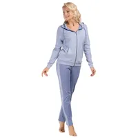 Consult-Tex Damen Freizeitanzug Hausanzug, Jogginganzug Pyjama Baumwolle-PE Reißverschluß mit Langarm. Frauen Hausanzug für Winter wie Sommer. DW100blau. Gr.: 40/42 - 40-42
