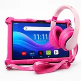 AngelTech Kinderpaket XL PRO II - Kindertablett XL PRO II + Kinder Kopfhörer - Kombipaket - 10 Zoll HD - 4 + 3 GB RAM - 128 GB ROM - Octa 8 Core (Kinderpaket Rosa)