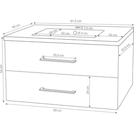 Mendler Waschbeckenunterschrank HWC-D16 91,5 x 54 x 46 cm Grau