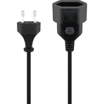goobay Verlängerungskabel 64616, für innen, Eurostecker, Kabeltyp H03VVH2-F aus Kunststoff, schwarz, 2 m,