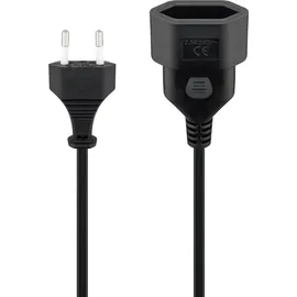 goobay Verlängerungskabel 64616, für innen, Eurostecker, Kabeltyp H03VVH2-F aus Kunststoff, schwarz, 2 m,