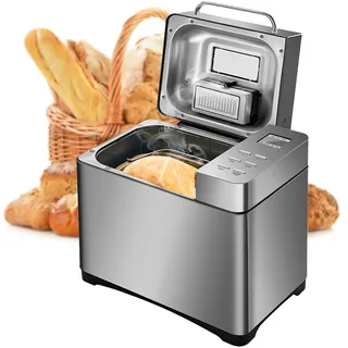 NaMaSyo 650W Automatische Brotbackautomat Brotbackmaschine Brotmaschine Programmierbare Brotmaschine Digital Touch Auto Nut Dispenser Automatische Zubereitung & Warmhaltefunktion