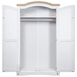 vidaXL Kleiderschrank Mexiko-Stil Kiefernholz 2 Türen Weiß