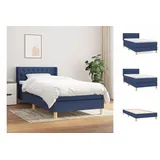 vidaXL Boxspringbett mit Matratze Blau 90x200 cm Stoff