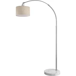 Design Bogenlampe Grau Leinen 150-175cm verstellbar