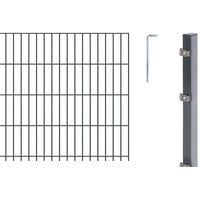 GAH Alberts Alberts 641252 Doppelstabmattenzaun als 12 tlg. Zaun-Komplettset | verschiedene Längen und Höhen | anthrazit | Höhe 83 cm | Länge 10 m