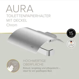 Lenz Toilettenpapierhalter Aura in Chrom, – Mit Deckel