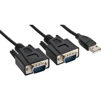 InLine USB 2.0 zu 2x Seriell Adapterkabel Stecker A an 2x 9pol SubD ST, 1,5m