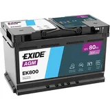 Exide EK800 AGM Starter-Batterie Start-Stop 12V 80Ah 800A