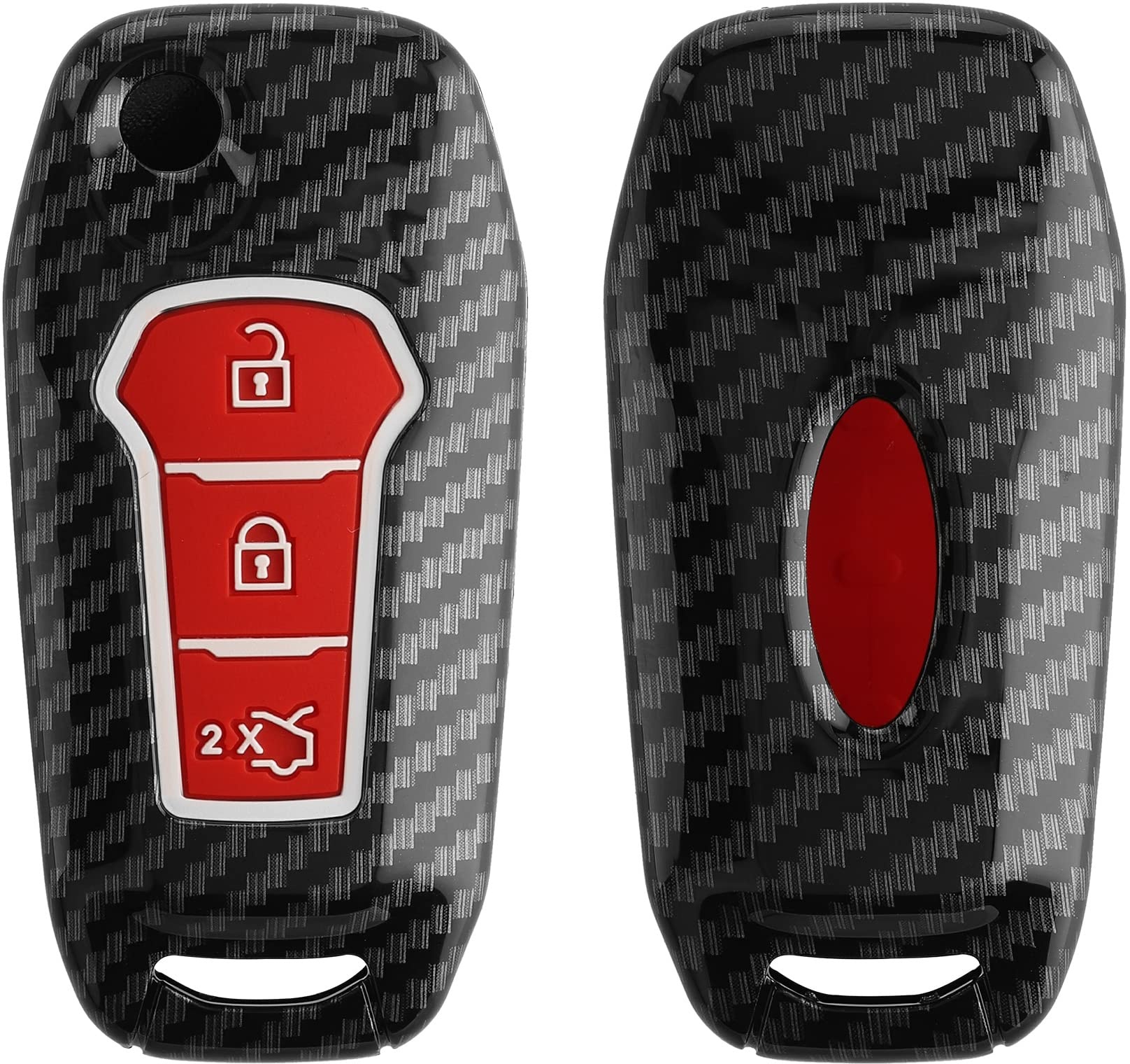 kwmobile Autoschlüssel Hülle kompatibel mit Ford 3-Tasten MyKey Autoschlüssel (Key Free) - Hardcover Schutzhülle Schlüsselhülle Cover in Rot Schwarz