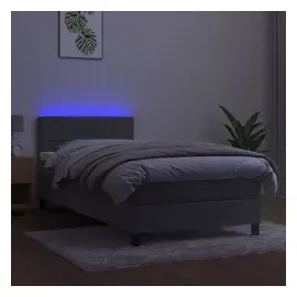 vidaXL Boxspringbett mit Matratze & LED Hellgrau 90x190 cm Samt