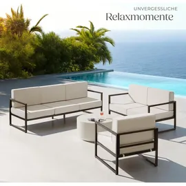 Tectake tectake® Garten-Loungeset Comosa für 6 Personen, Dicke der Sitzpolster 14 cm pulverbeschichtete Stahlgestelle, höhenverstellbare Füße