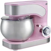 DMS® Küchenmaschine, 1600 Watt, 6L Edelstahlschüssel, 6 Geschwindigkeiten, Knethaken, Rührbesen, Schneebesen, Spritzschutz, Teigmaschine, Rührmaschine, Knetmaschine, leistungsstark, KM-1600 (Rosa)