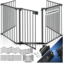 Kesser Kesser® Kaminschutzgitter Mit Tür Metall Ofenschutzgitter Laufgitter Laufstall Absperrgitter Tierschutzgitter Türschutzgitter Für Kinder-sicherung Schwarz