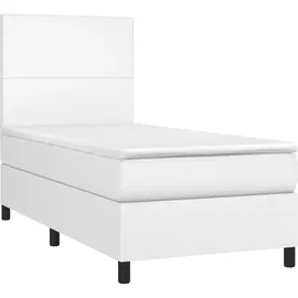 vidaXL Boxspringbett mit Matratze & LED Weiß 90x200 cm Kunstleder